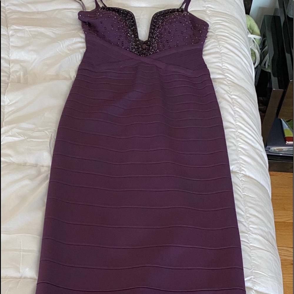 Black tie gown. Full length. Deep purple